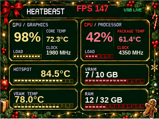 Тема Merry Christmas на экране HeatBeast