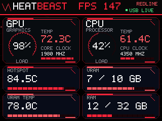 Тема Redline на экране HeatBeast