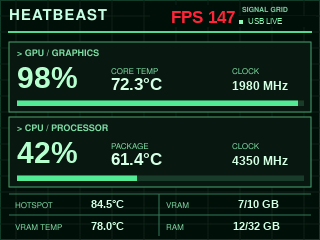 Тема Signal Grid на экране HeatBeast